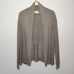 Seduction Open Front Cardigan with Vertical Ribbing Shawl Style Collar Small